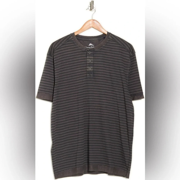 Tommy Bahama Tidelands Short Sleeve Henley, Onyx, Small, NWT - Picture 2 of 10